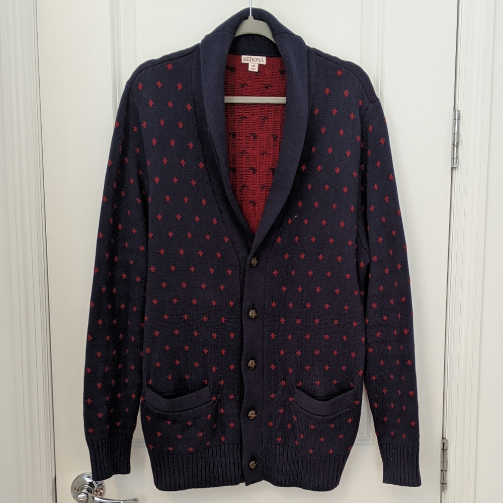 Navy Shawl Collar Cardigan